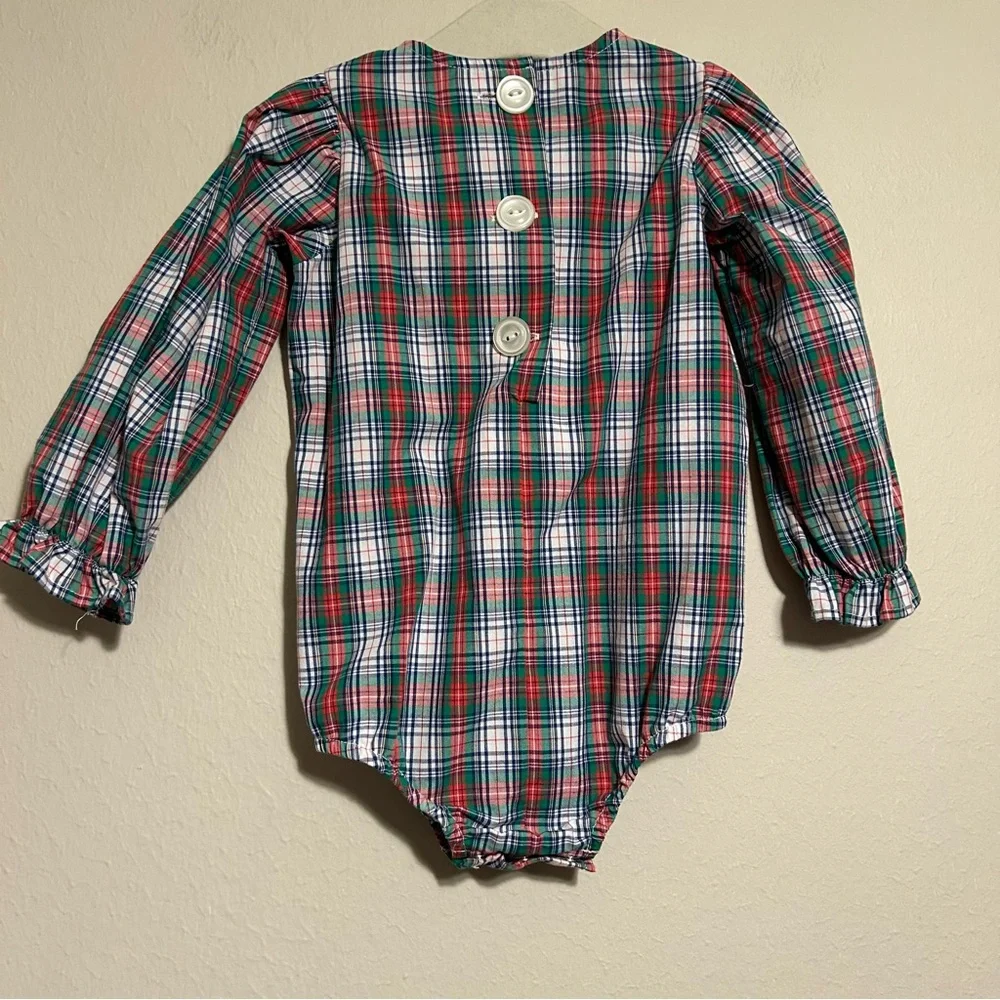 The BEAUFORT BONNET COMPANY RED CORDUROY ROMPER Prestonwood Plaid Set SIZE 0-6 M